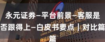 永元证券—平台前景—客服是否跟得上—白皮书要点｜对比篇